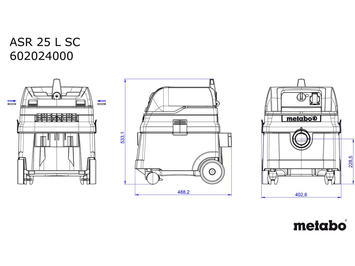 Allessauger ASR 25 L SC - Metabo, Nass-/Trockensauger 1400W