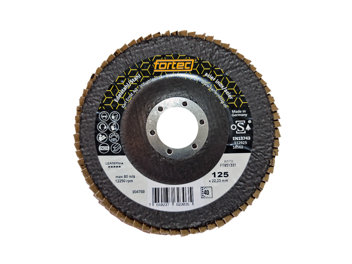 Fächerschleifscheibe Fortec 125mm K40 - Zirkon, Pak. à 10 Stk.