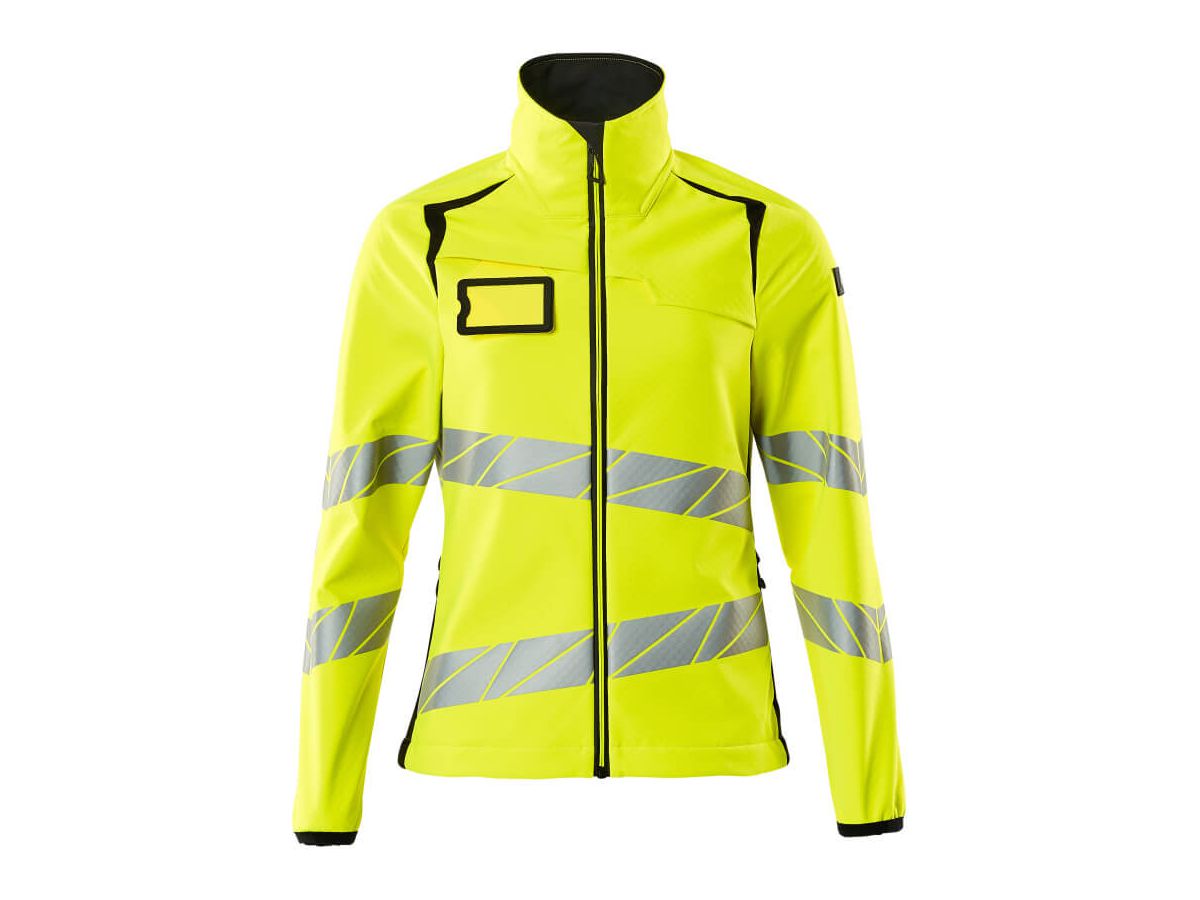 Soft Shell Jacke, Damenpassform, Gr. 4XL - hi-vis gelb/schwarz, 100% PES