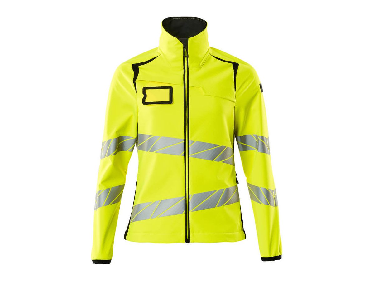 Soft Shell Jacke, Damenpassform, Gr. M - hi-vis gelb/schwarz, 100% PES