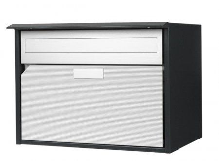 Briefkasten Alu 400 HUBER ,anthrazit - BxHxT 415x310x292, Front wellig Alu