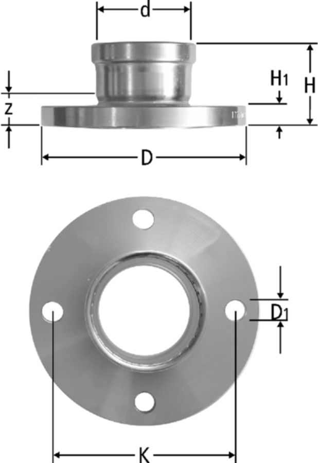 Optipress-Therm Flanschübergang - PN 6 4-Loch