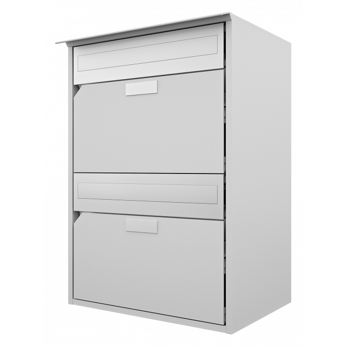 Briefkasten Alu 400 HUBER weissalu - BxHxT 415x592x292, zwei übereinander
