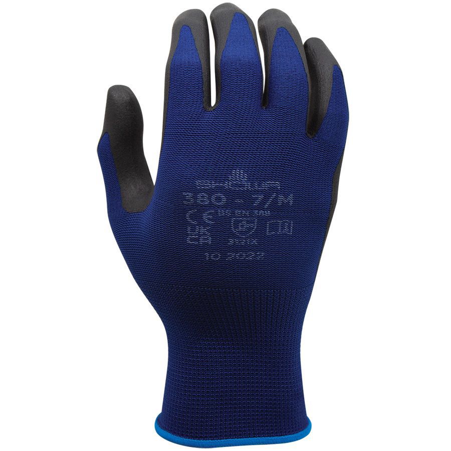 Schutzhandschuh SHOWA 380 - blauem Nylongestrick, rutsich. Profil