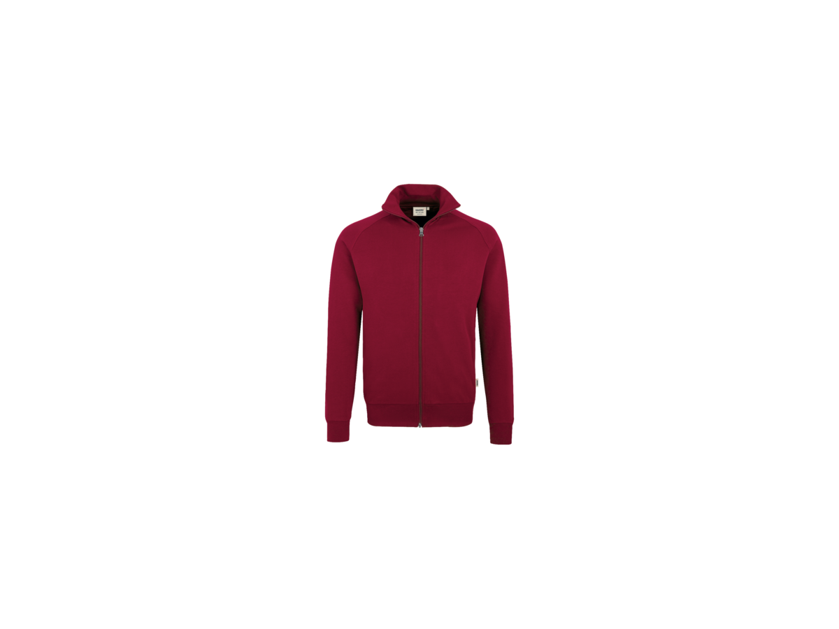 Sweatjacke College Gr. XL, weinrot - 70% Baumwolle, 30% Polyester, 300 g/m²