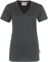 Damen-V-Shirt Classic Gr. S, anthrazit - 100% Baumwolle