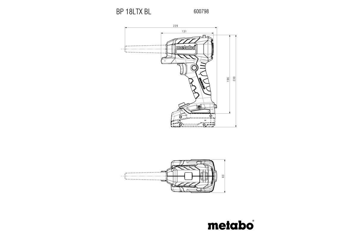 Akku-Blaspistole BP 18 LTX BLL 8 - Metabo ohne Akku & Ladegerät