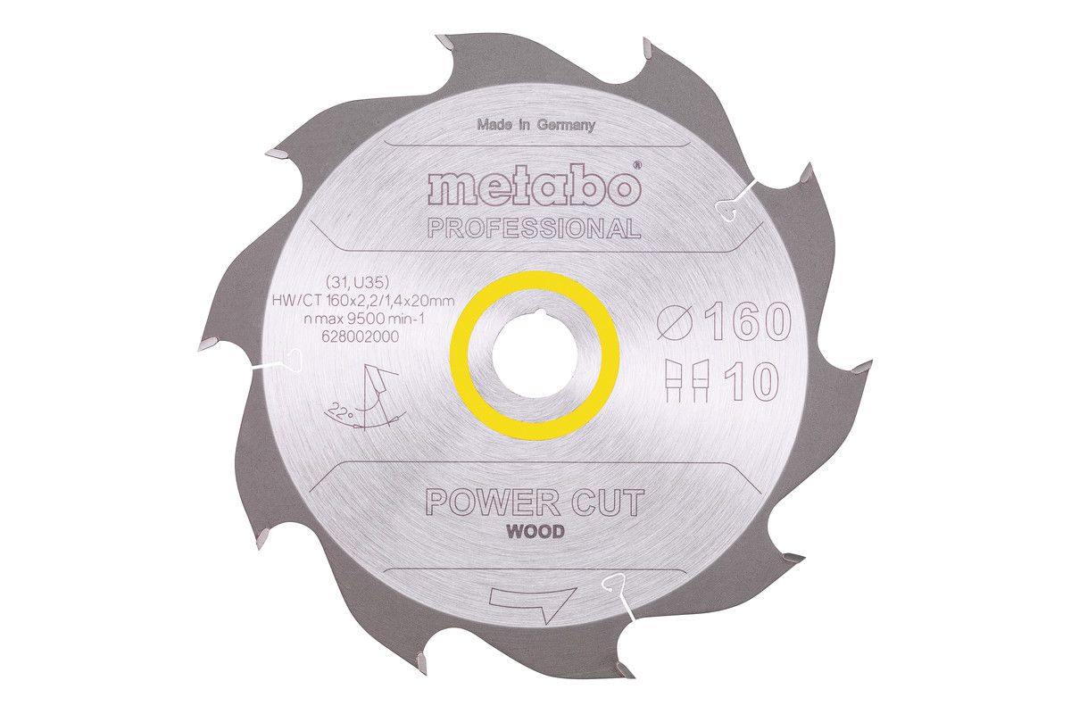 Kreissägeblatt METABO 160x20 Z10 WZ 22° - PowerCut Wood-Professional