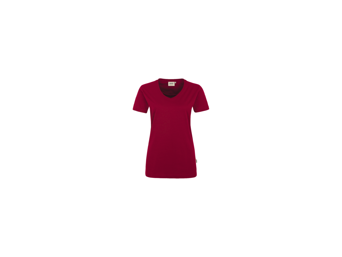 Damen-V-Shirt Performance Gr. L, weinrot - 50% Baumwolle, 50% Polyester, 160 g/m²