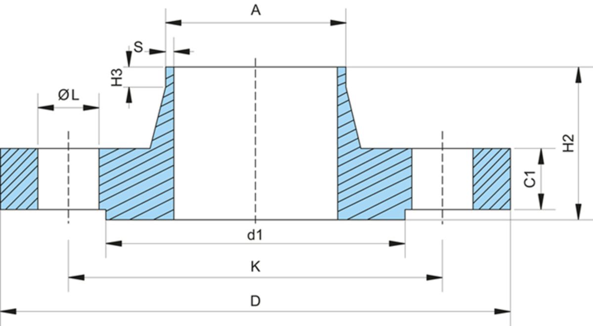 Vorschweissflansch PN 6 - EN 1092-1 Typ11, mit Dichtungsleiste