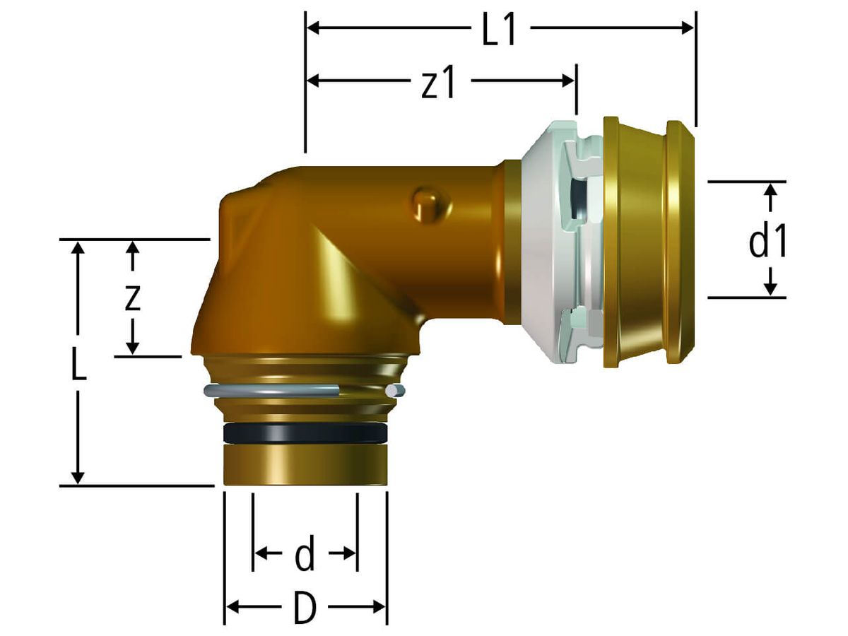 Steckübergang gekröpft, 16x3.8 - auf Optiflex-Flowpress, für 1-LU-Rohre