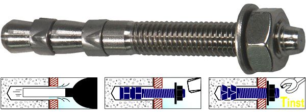 Bolzenanker PXA-R INOX A4 - Doppelkonus, Langgewinde