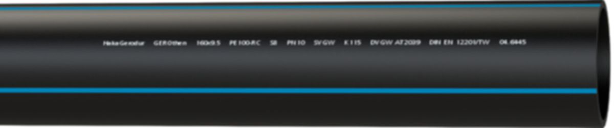 HDPE-Druckrohr PE100 S-5/PN16  140 mm - blau-gestreift für Wasser Stg. à 10 m.