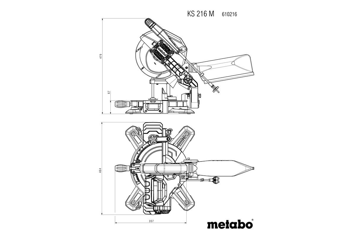Kapp-und Gehrungssäge Metabo KS 216M - 90/45°, 1.35kW, Schn.tief.120/80 mm