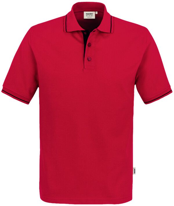 Poloshirt Casual rot/schwarz Gr. XL - 100% Baumwolle, 200 g/m²