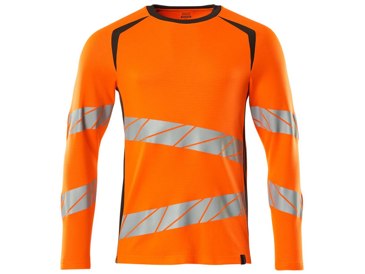 T-Shirt Langarm modern fit, Gr. S  ONE - hi-vis orange/dunkelanthrazit