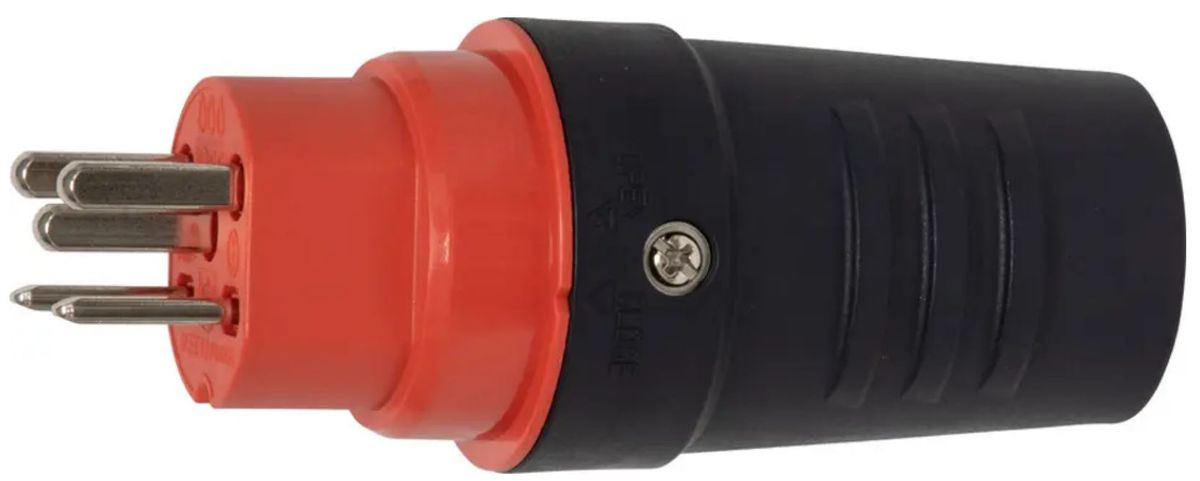 Stecker CH T25, 230/400V/16A, IP55 - rot/schwarz