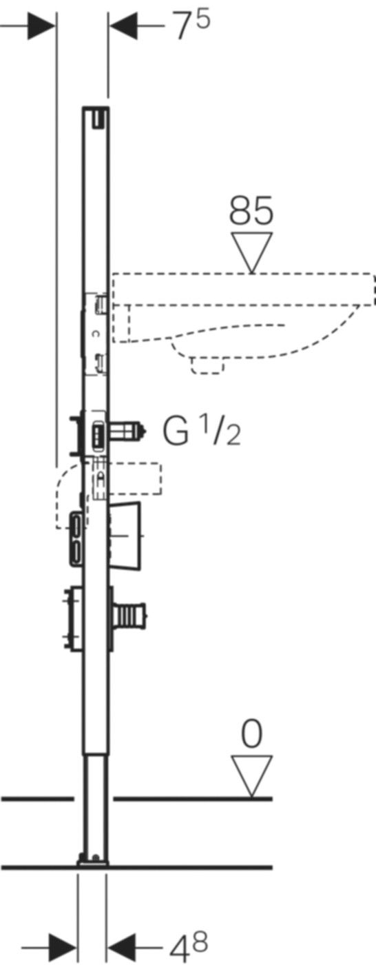 Geberit Duofix Element für Wascht. 112 - Standarmatur, mit zwei Wasserzählerstr.