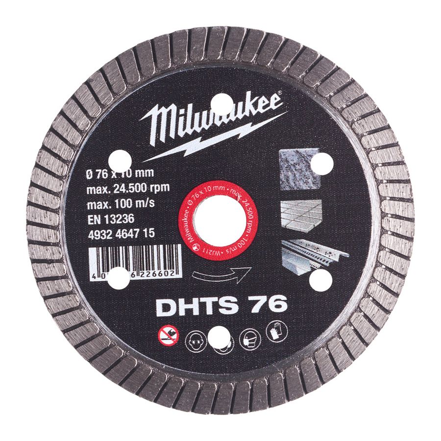 Diamanttrennscheibe Milwaukee DHTS 76 mm - 1.0 mm, Granit/Fliesen/dünne Stahlprof.