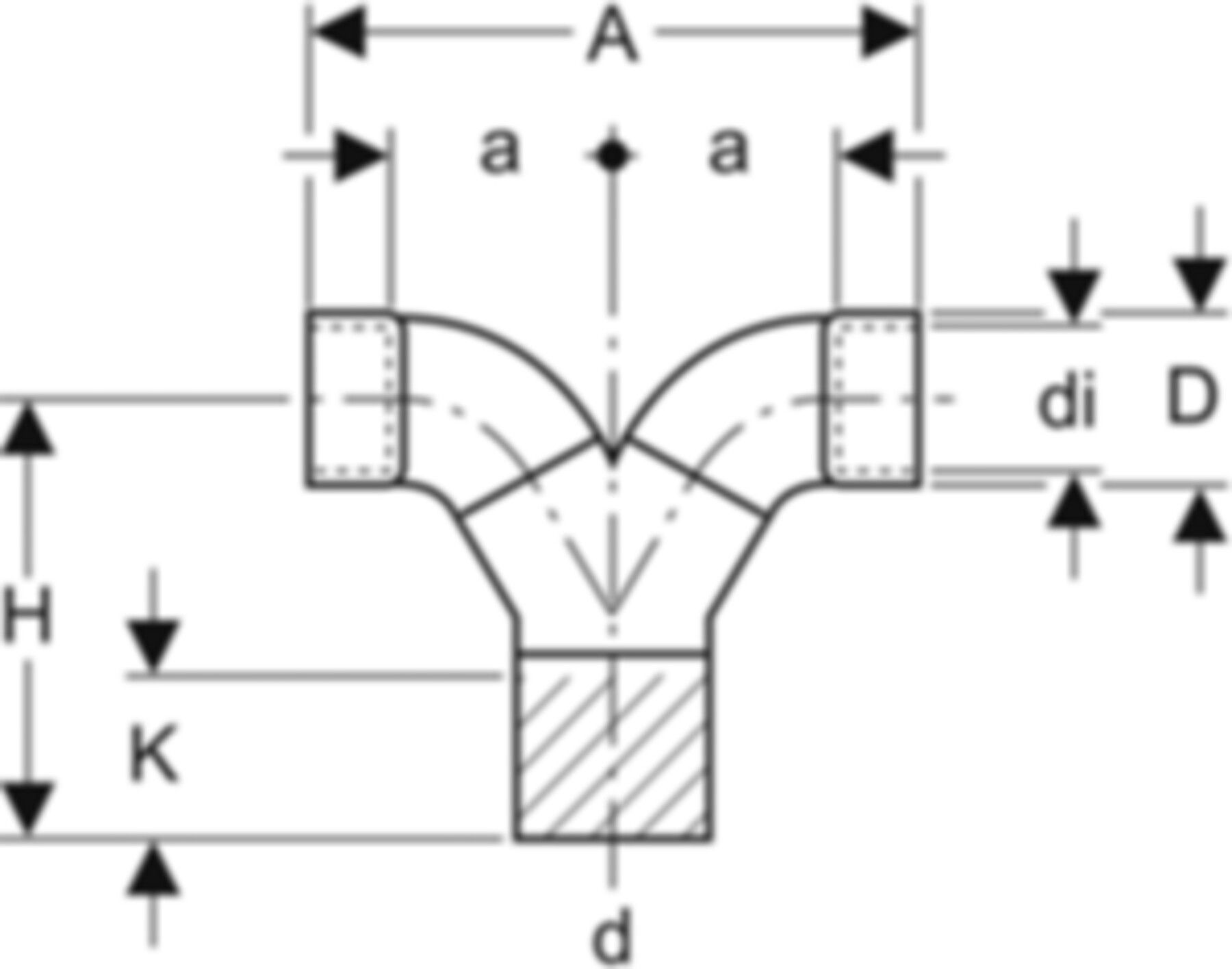 Geberit PE Hosen-T m. Sifonanschl.Muffe - 180°