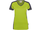 Damen-V-Shirt Contr. Perf. L kiwi/anth. - 50% Baumwolle, 50% Polyester, 160 g/m²