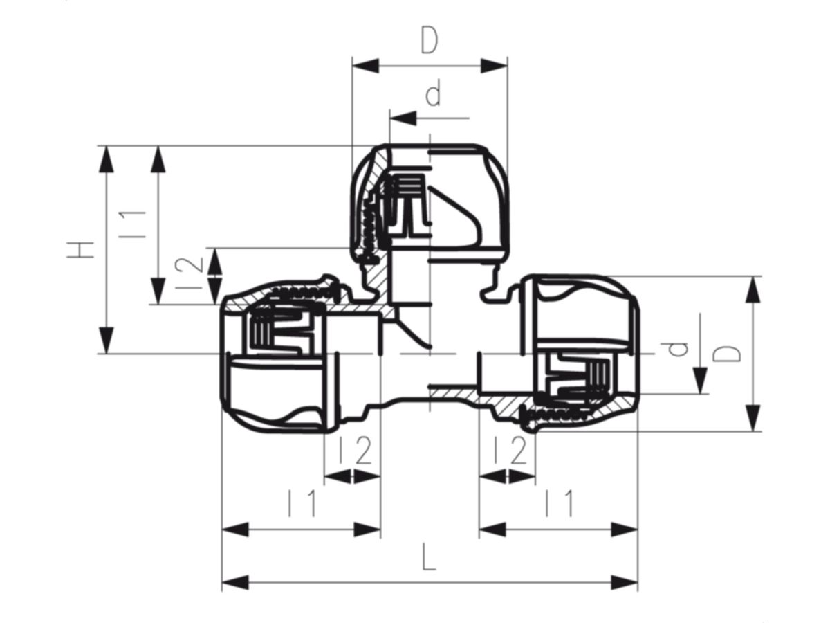 +GF+ iJoint Klemmverbinder PP NBR - T - 90° egal PN16 d75 mm