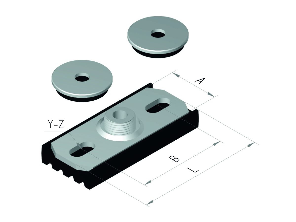 Grundplatte M10 1/2" verz. Typ 8.3 - mit Schalldämmung