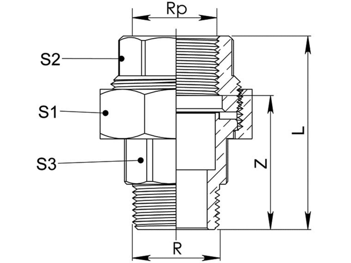 Rotguss-Verschr. Nr.  331   11/2" - flachdichtend