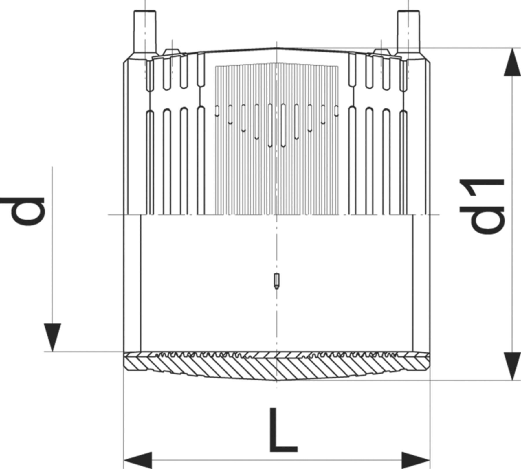 Schweissmuffe PE100 S-5 SDR 11 ELGEF - 5 bar Gas / 16 bar Wasser