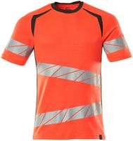 T-Shirt Premium zweifarbig, Gr. 2XLO - hi-vis rot/dunkelanthrazit