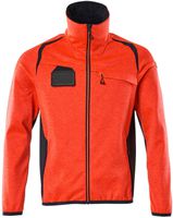 Fleecepullover mit Reissverschl. Gr. 2XL - hi-vis rot/schwarzblau, 94%PES/6% EL