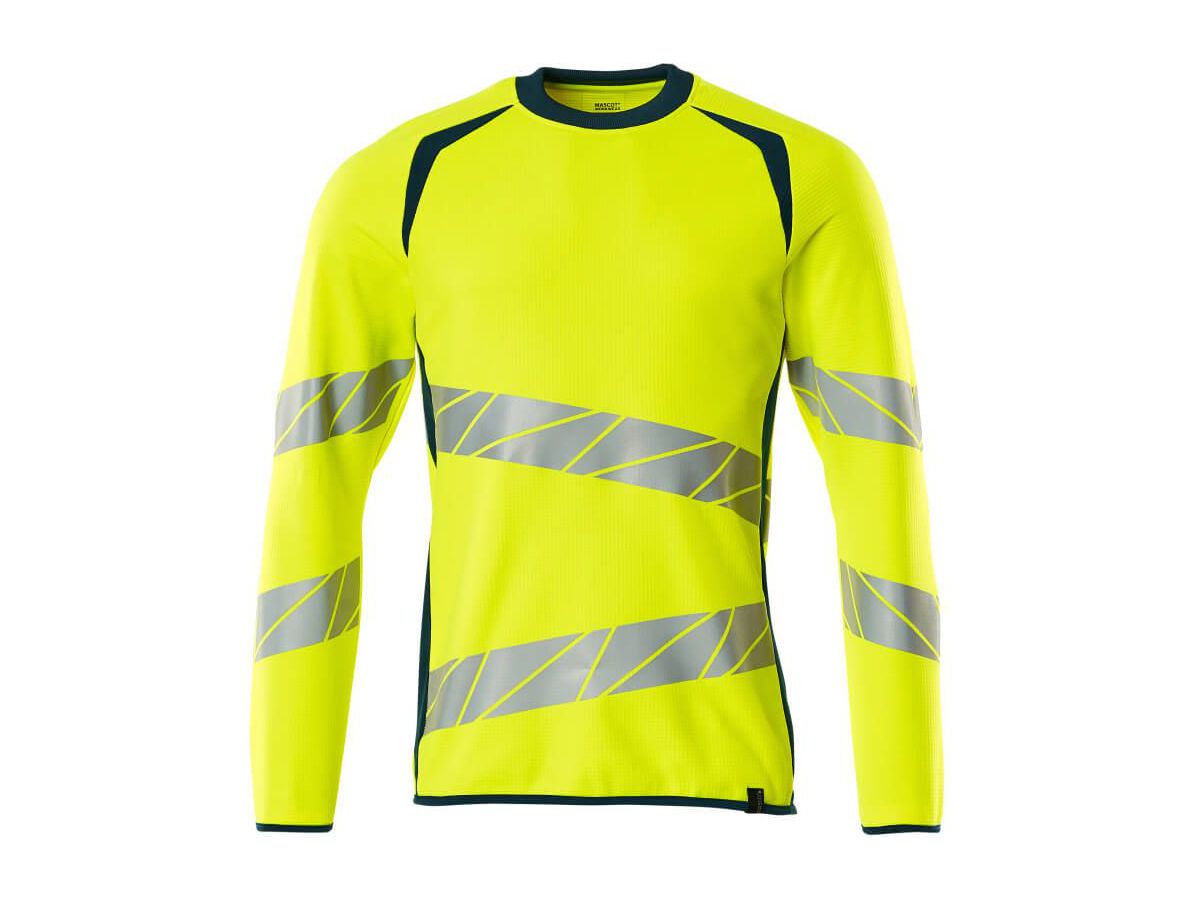 Sweatshirt Premium zweifarbig, Gr. LO - hi-vis gelb/dunkelpetroleum