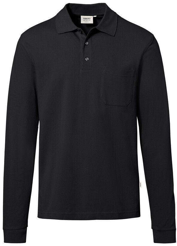 Longsleeve-Pocket-Poloshirt Top - 100% Baumwolle, 200 g/m²