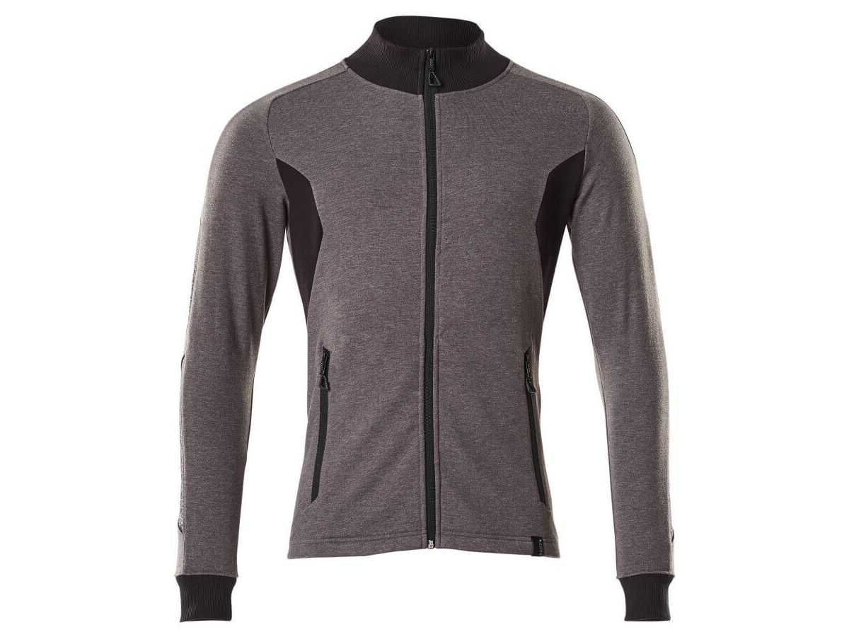 Sweatshirt mit Reissverschl., Gr. XS ONE - dunkelanthrazit/schwarz, 60% CO/40% PES