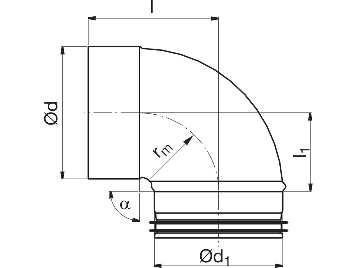 Spiralrohr-Schalungsknie 90° 100mm - BKMU ohne Flanschbord ILU