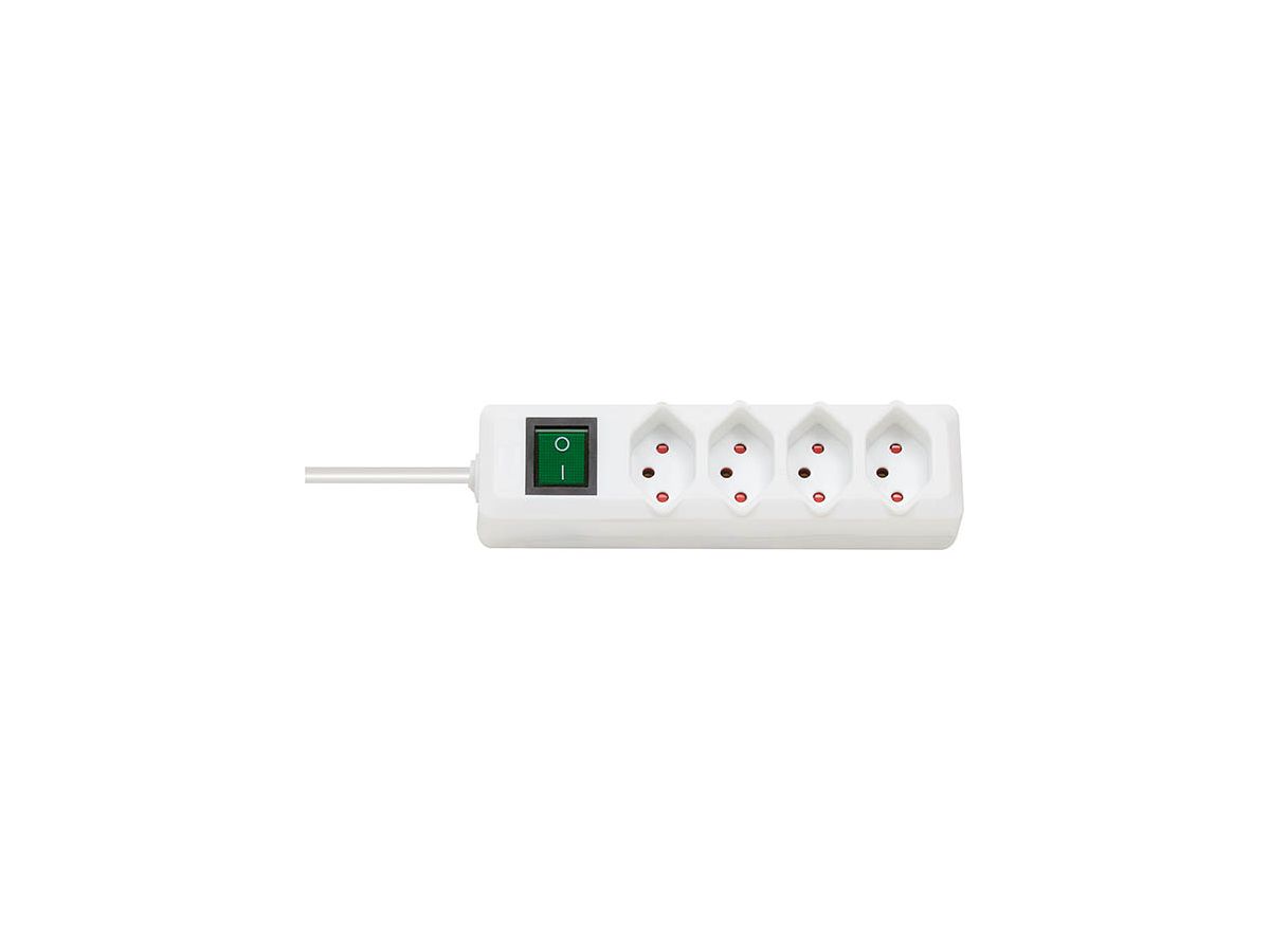 Steckdosenleiste mit Schalter 4-fach - weiss T13