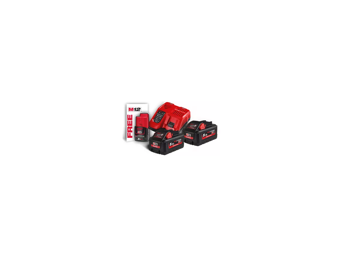 M18 Vario-Set Milwaukee 2 x 18V / 5.5Ah. - 1x12V / 2.0 Ah. 1x Ladegerät M12-18 FC