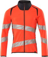 Sweatshirt mit Reissverschluss, Gr. 2XL - hi-vis rot/schwarzblau