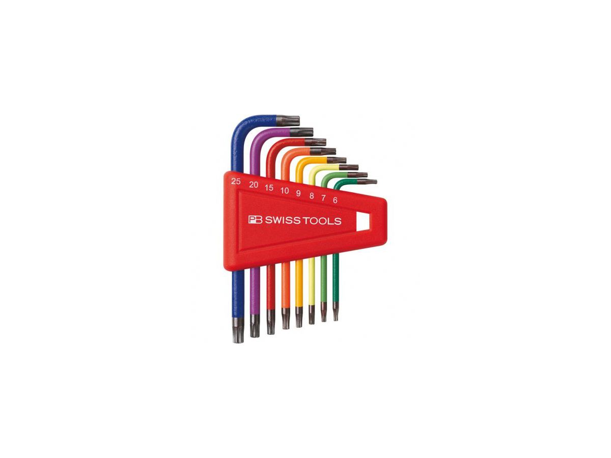 Winkelstiftschlüssel-Set Torx farbig - PB 410.H6-25 RB kurz