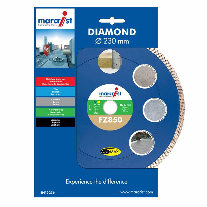 Diamanttrennscheibe FZ 850 ø125x22.2 mm - Marcrist, Feinsteinzeugplatten 20-30 mm