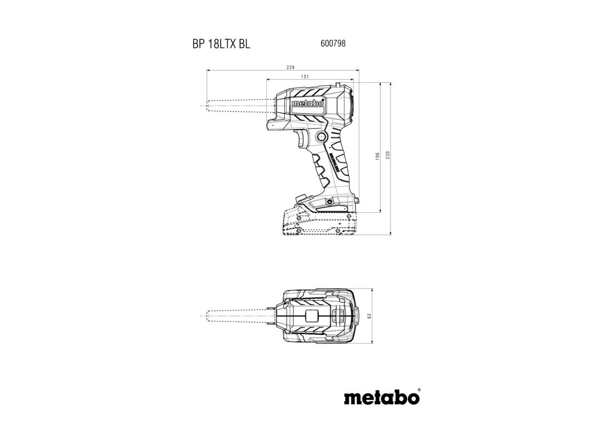 Akku-Blaspistole BP 18 LTX BLL 8 - Metabo ohne Akku & Ladegerät