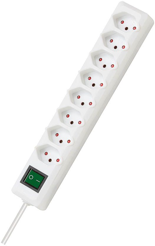Steckdosenleiste mit Schalter 8-fach - weiss T13