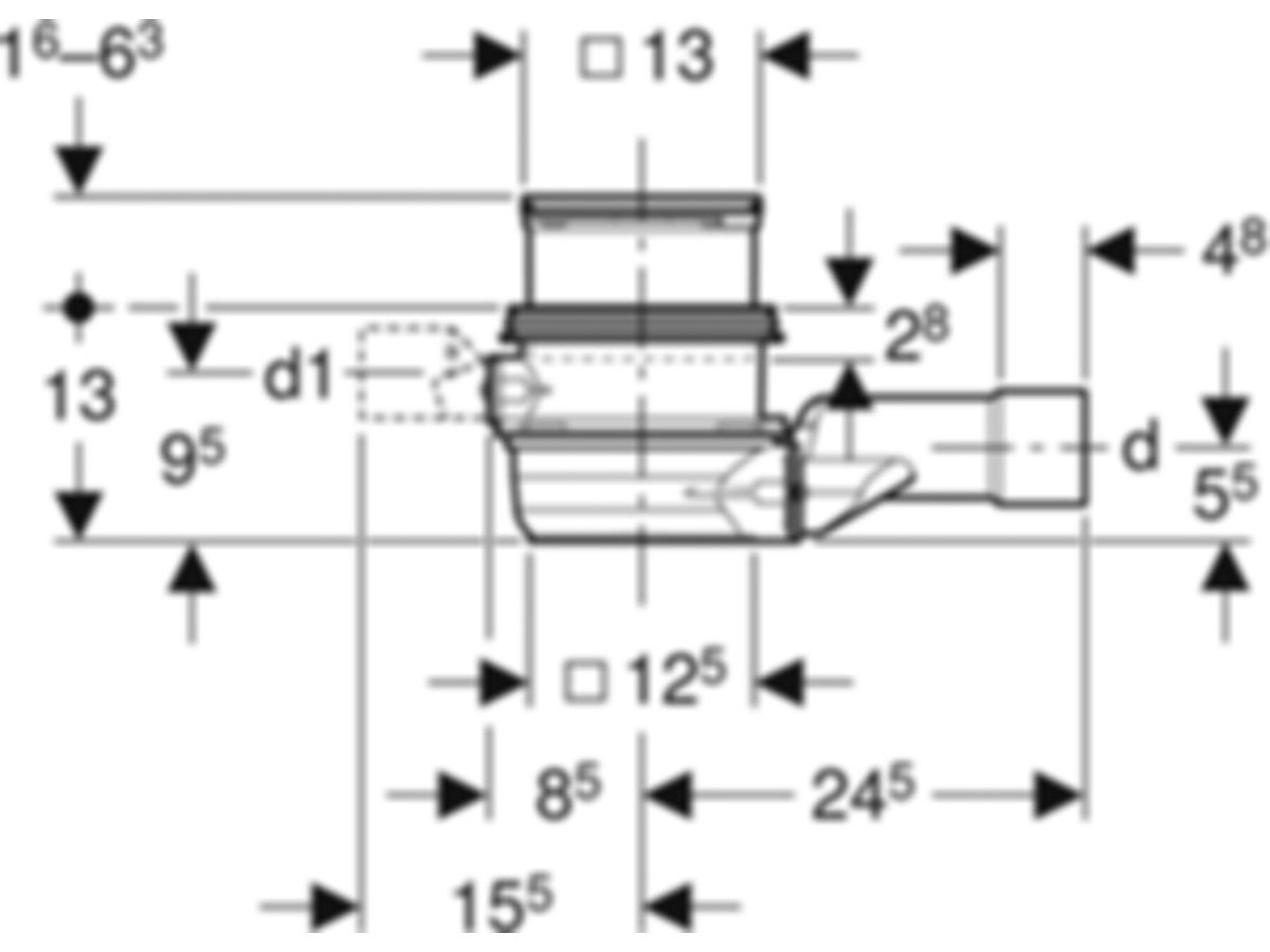 Geberit Bodenablauf Varino 110 - horizontal