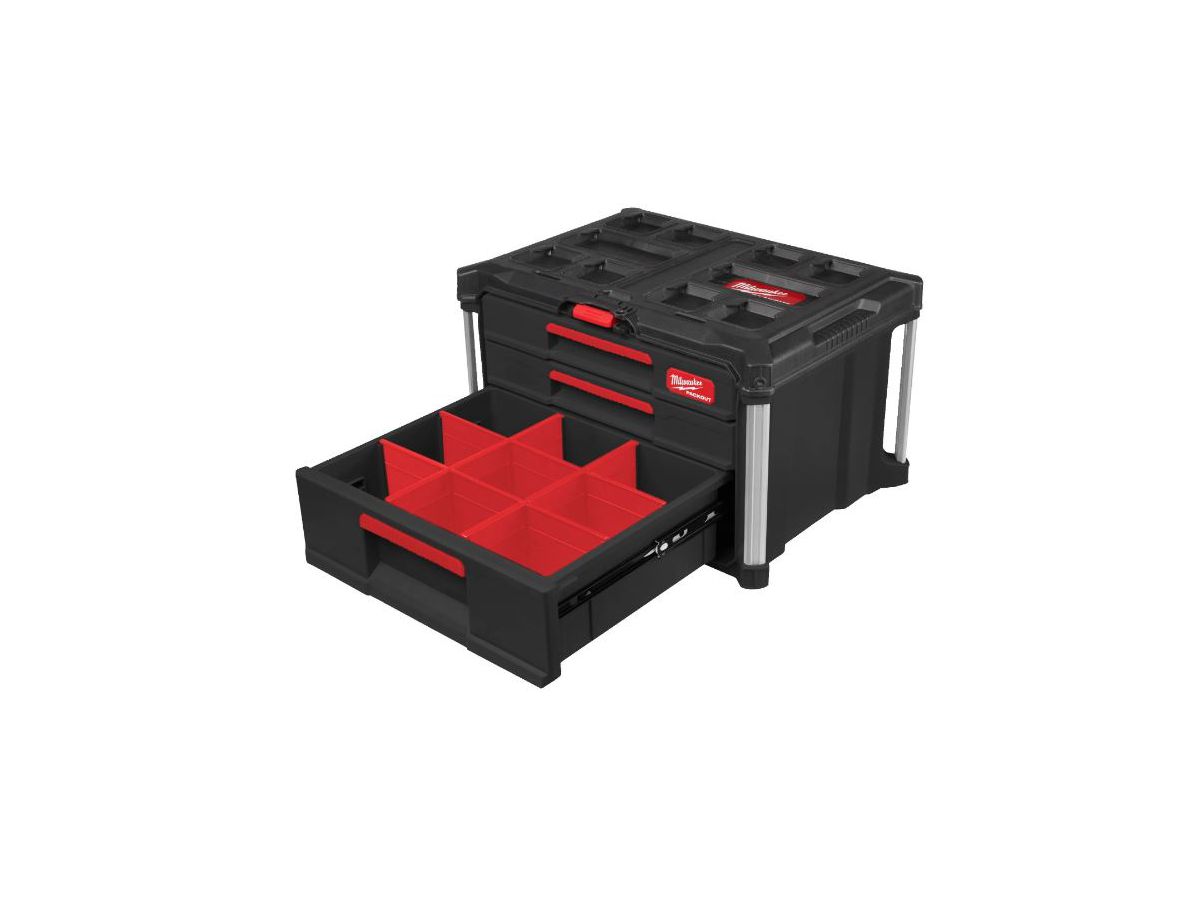 PACKOUT Koffer mit 2+1 Schubladen - Milwaukee, 560 x 410 x 360 mm