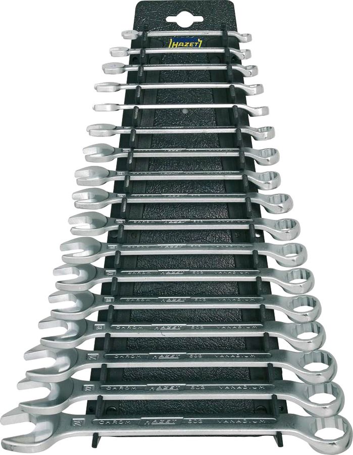 Ringgabelschlüssel-Satz HAZET - 17-tlg., 6-24 mm mit Halter