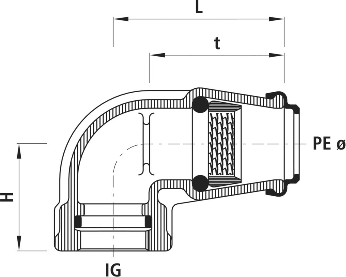 Winkel-Steckfitting Hawle 90° - Derlin, mit Aussengewinde