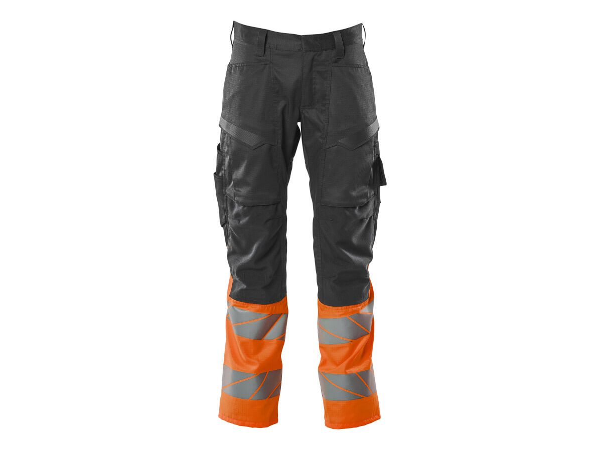 Hose mit Knietaschen, Stretch, Gr. 90C52 - dunkelanthr./hi-vis orange, 70%PES/30%CO