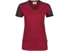 Damen-V-Shirt Co. Perf. L weinrot/anth. - 50% Baumwolle, 50% Polyester, 160 g/m²