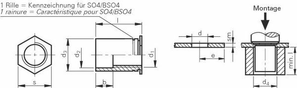 Einpress-Gewindebuchse SO4 (INOX) - für Edelstahl