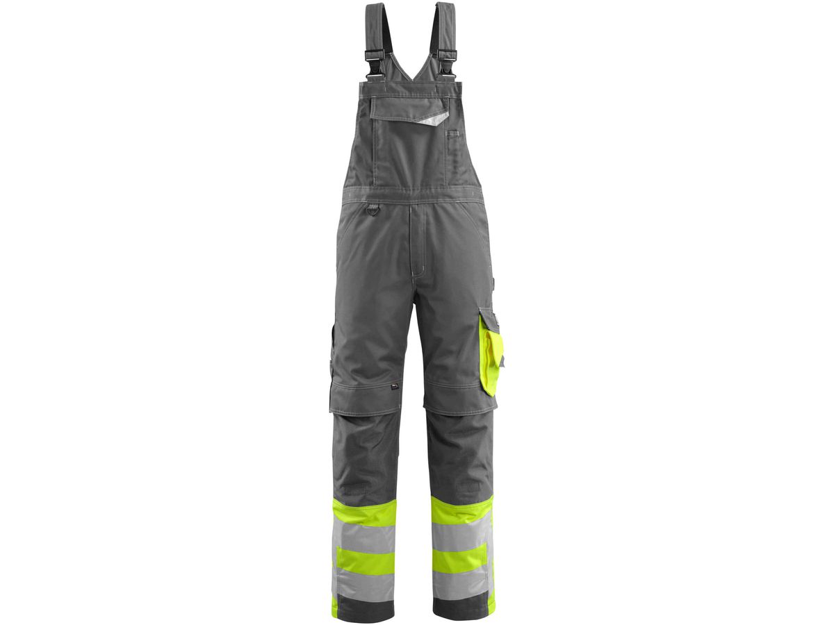 Sunderland Latzhose mit Knietaschen - Gr. 82C58, dunkelanthrazit/hi-vis gelb